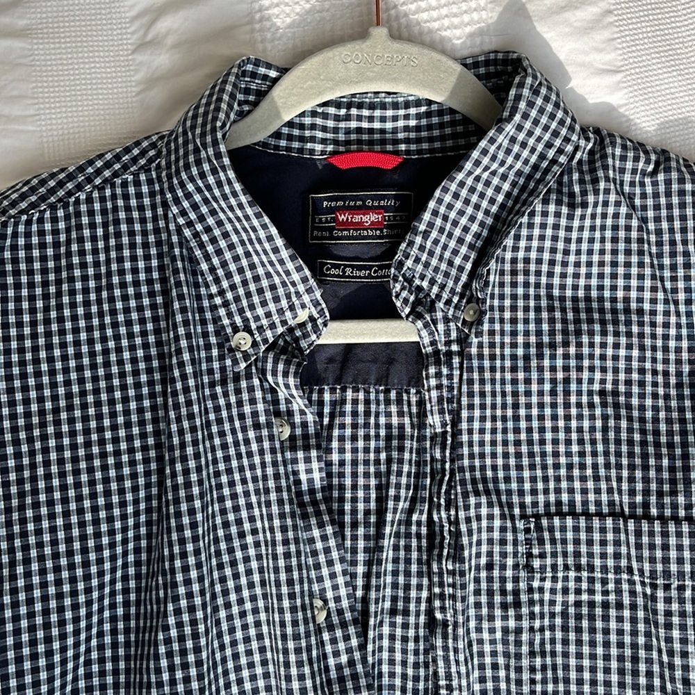 Wrangler Cool River Cotton Blue Checkered Shirts